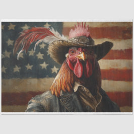 Decoupage USA Patriotic Rooster Flag Seidenpapier