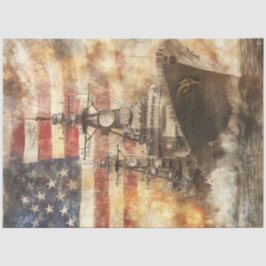 Decoupage USA Warship auf See Seidenpapier