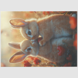 Decoupage Valentine 2 Bunnies Valentine Liebe Seidenpapier