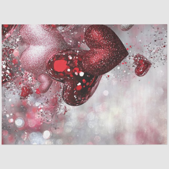 Decoupage Valentine Background Rosa Herzen Seidenpapier (Vorderseite)