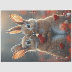 Decoupage Valentine Bunny Rabbits Kissing Seidenpapier