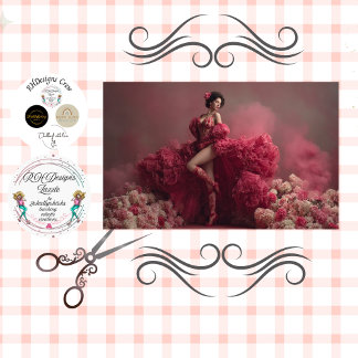 Decoupage Valentine Lady in Red Corset Lace Seidenpapier