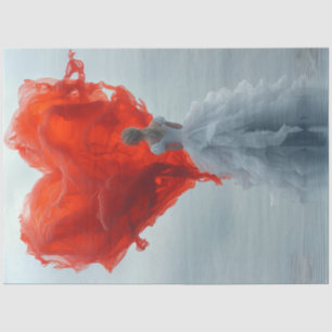 Decoupage Valentine Rotes Herz Schöne Frau Seidenpapier