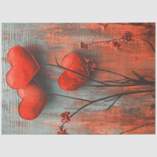 Decoupage Valentine Textured Heart Art Seidenpapier