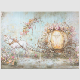 Decoupage Verziert Pastel Carriage Gezeichnet Whit Seidenpapier