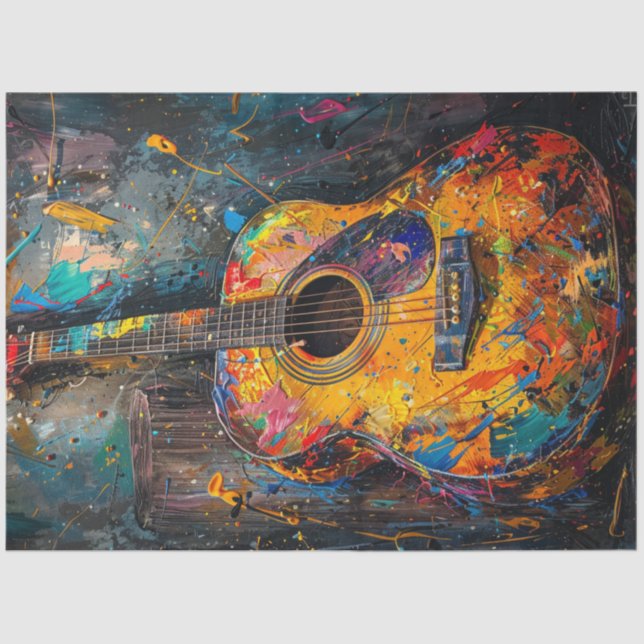 Decoupage Vibraning Oil Painting Guitar Seidenpapier (Vorderseite)