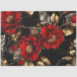 Decoupage Vibraning Red Blume Gold Silver Trim Seidenpapier