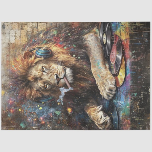 Decoupage Vibranly Abstrakt Lion Vinyl Platten Sho Seidenpapier (Vorderseite)