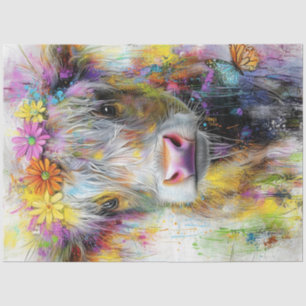 Decoupage Vibranly Abstrakte Kuh-Gesicht Seidenpapier