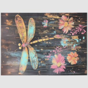 Decoupage Vibranly Dragonfly Blue Yellow Wings Seidenpapier