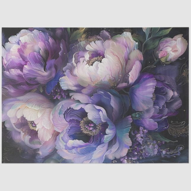 Decoupage Vibrann Pink Lila Peony Blume Seidenpapier (Vorderseite)