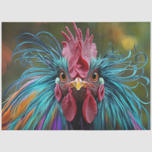 Decoupage Vibrann Rooster Multicolored Feathers Seidenpapier