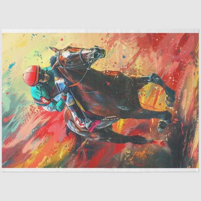 Decoupage Vibrant Abstrakt Jockey & Rider Seidenpapier (Vorderseite)