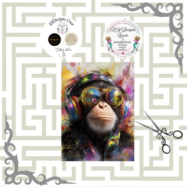 Decoupage Vibrant Painting Monkey Abstract  Seidenpapier (Von Creator hochgeladen)