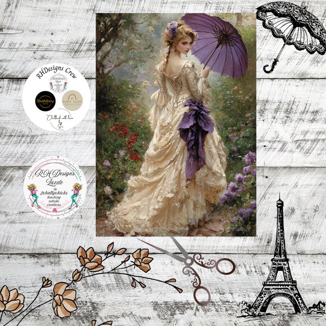 Decoupage Victorian Woman Romantic Scene Parasol Seidenpapier (Von Creator hochgeladen)