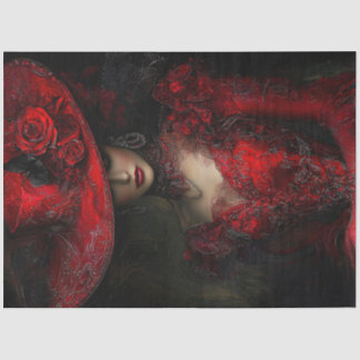 Decoupage Viktorianisch Elaborate Red Dress Wide H Seidenpapier