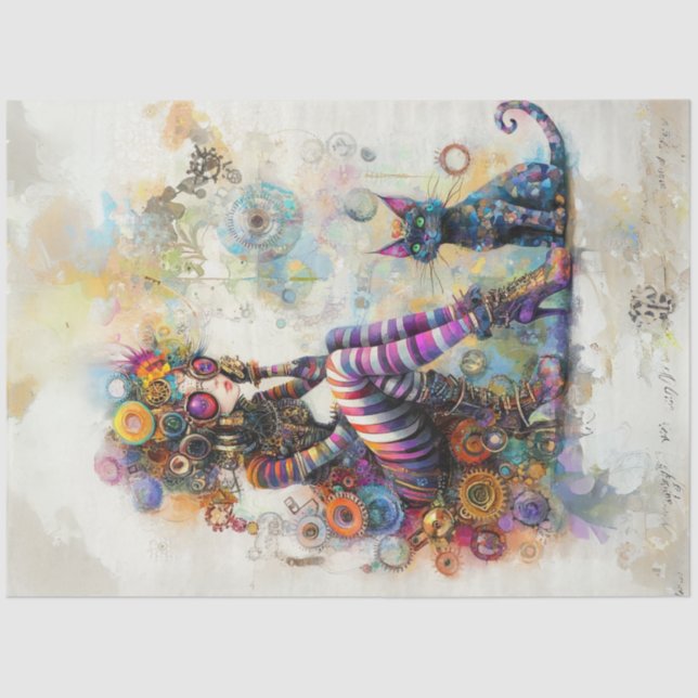 Decoupage Viktorianisch-era Mode Futuristic Boho Seidenpapier (Vorderseite)