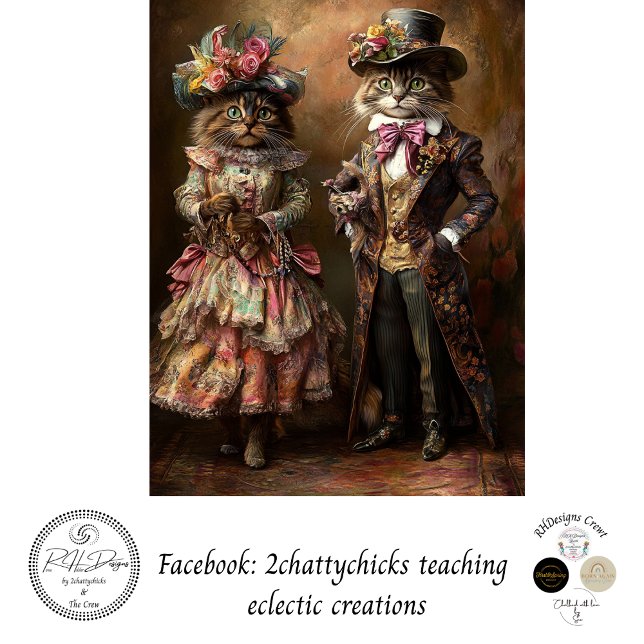 Decoupage Viktorianisch-era verkleidete Katzen Seidenpapier (Von Creator hochgeladen)