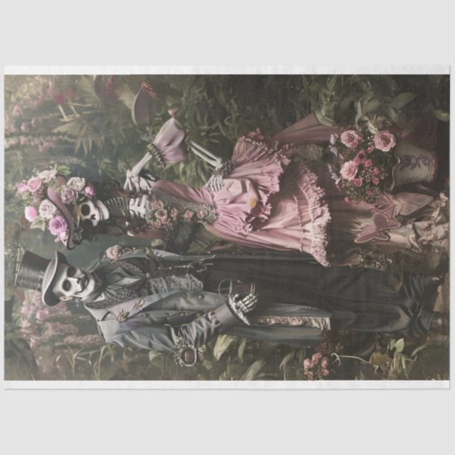 Decoupage Viktorianisch Skeleton Couple Seidenpapier (Vorderseite)