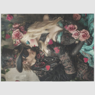 Decoupage Viktorianisch Valentine Couple Red & Bla Seidenpapier