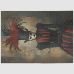 Decoupage Viktorianische Lady Black Red Stripes & Seidenpapier