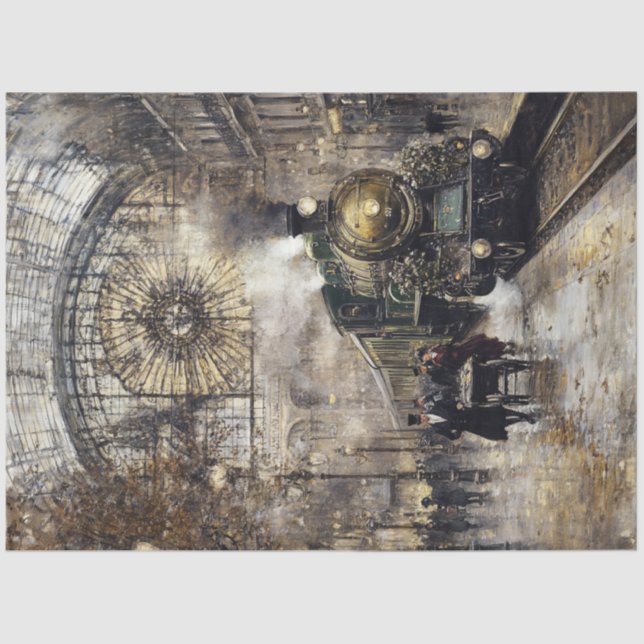 Decoupage Vintag Bahnhof Paris Frankreich Seidenpapier (Vorderseite)