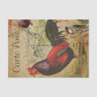 Decoupage Vintag Ephemera Rooster Farm Postkarte