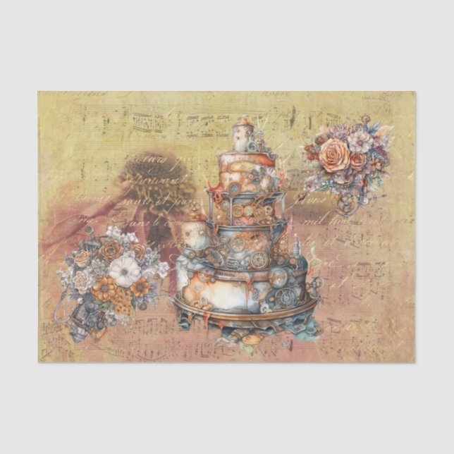 Decoupage Vintag Ephemera Steampunk Hochzeit Seidenpapier (Vorderseite)