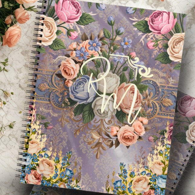 Decoupage Vintag Floral Monogram Spiral Notebook Notizbuch (Von Creator hochgeladen)