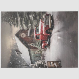 Decoupage Vintag Red Truck Weihnachtszeit Seidenpapier