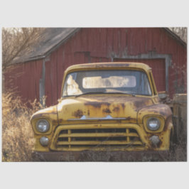 Decoupage Vintag Rusty Yellow Truck Roter Stall Seidenpapier