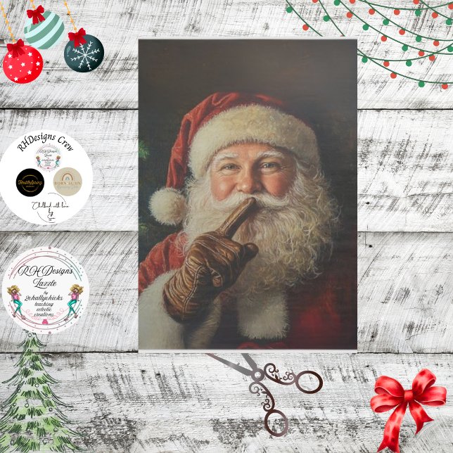 Decoupage Vintag Santa Shushing Seidenpapier (Von Creator hochgeladen)