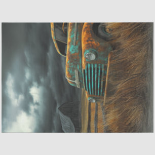 Decoupage Vintag Truck Rust Stormy Sky Seidenpapier