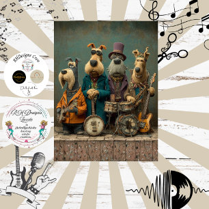 Decoupage Vintage-Hunde-Rockband Fell Federn Funk  Seidenpapier