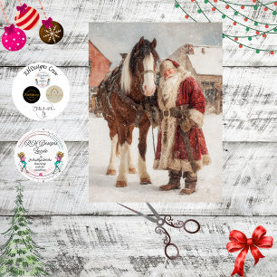 Decoupage-Vintage-Plakat Weihnachten Santa & Pferd Seidenpapier