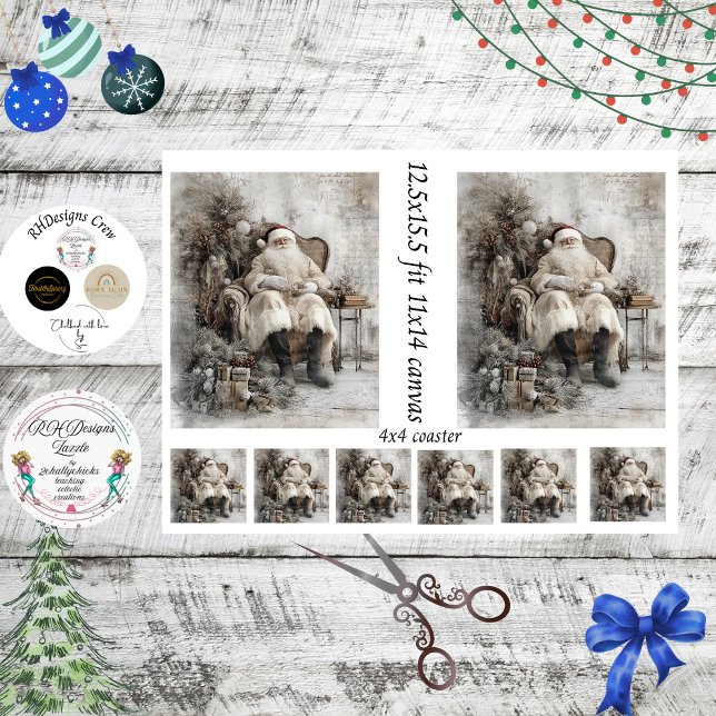 Decoupage Vintage Santa Scrapbooking 11x14 Canvas Seidenpapier (Von Creator hochgeladen)