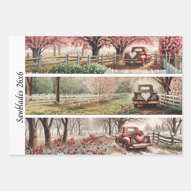 Decoupage Vintage Valentine Trucks Handsaws Signs  Geschenkpapier Set (Vorderseite)