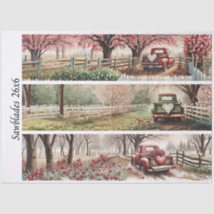 Decoupage Vintage-Valentinstag-LKW Handsägen Schil Seidenpapier