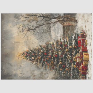 Decoupage Vintage Weihnachtsbaum präsentiert Seidenpapier