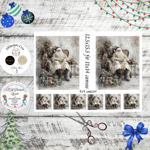 Decoupage Vintage Weihnachtsmann Scrapbooking 11x1 Seidenpapier