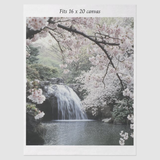 Decoupage Waterfall Cherry Blossom Fits 16x20  Seidenpapier (Vorderseite)