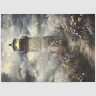 Decoupage Weathered Lighthouse Wildblumen Seidenpapier