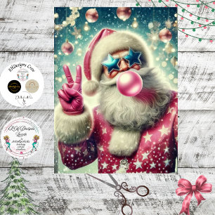 Découpage Weihnachtsmann beim Aufblasen von Kaugum Seidenpapier