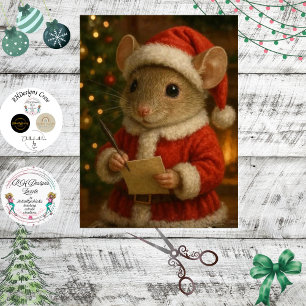 Decoupage Weihnachtsmaus als Santa verkleidet Seidenpapier