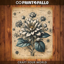 Decoupage - Weiße Blume auf Pergament