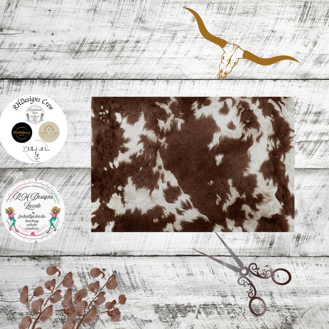 Decoupage Western Brown White Cowhide Texture  Seidenpapier (Von Creator hochgeladen)