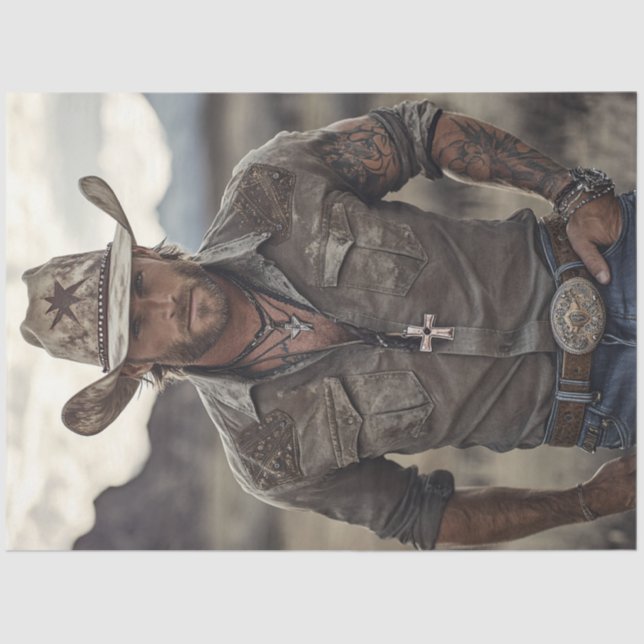 Decoupage Western Cowboy Christlich Rancher Seidenpapier (Vorderseite)