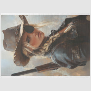 Decoupage Western Cowgirl Outlaw Patch Seidenpapier