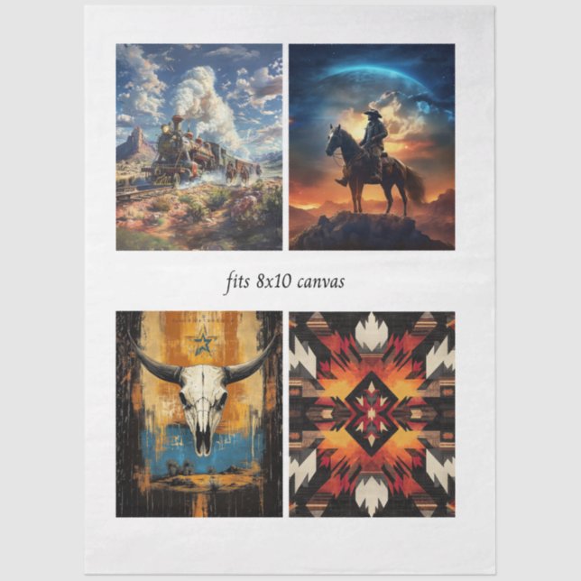 Decoupage Western & Tribal 8x10 Canvas Designs  Seidenpapier (Vorderseite)