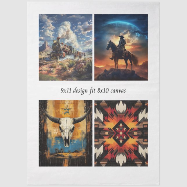 Decoupage Western & Tribal 8x10 Canvas Designs  Seidenpapier (Vorderseite)